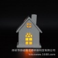 電鍍銀色陶瓷房子配LED燈 創意圣誕房子樣式電子蠟燭臺帶透光鏤空